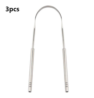 3 pièces en acier inoxydable grattoir à langue nettoyant souffle frais nettoyage brosse à langue enduite outils de soins
