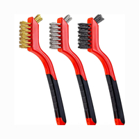 3 pièces ensemble de brosse métallique fil de cuivre en acier inoxydable avec poignée incurvée poignée polissage rouille