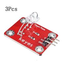 3 pièces Keyes Module de rythme cardiaque de doigt de brique (trou de coussin) avec signal analogique de carte den-