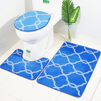 3 pièces motif de lanterne tapis de salle de bain ensemble antidérapant tapis de salle de bain tapis de contour couvertu