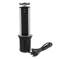 3 Plug 2 USB Pull Pop Up Socket Power Strip Cuisine Bureau Bureau Extension 2M