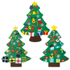 3 types bricolage feutre arbre de noël avec ornements cadeau de noël tenture murale décoration à la main décoration de l