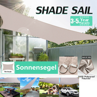 300D Kahki Heavy Duty Shade Sail Rectangle 3 Tailles Sun Outdoor Garden Patio Auvent Canopy UV Housse de protection