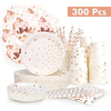 300pcs assiettes à dessert en papier jetables assiettes tasses serviettes ballons pailles ensemble