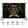 30/40/50 joyeux anniversaire noir photographie toile de fond or Photo arrière-plan accessoires décoration de fête