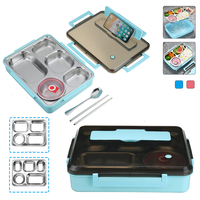 304 Acier Inoxydable Boîte À Lunch 4/5 Grille Récipient De Nourriture Étanche Camping En Plein Air Pique-Nique Cuisine