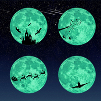 30cm grande lune lueur dans les autocollants de motif foncé lumineux autocollant de mur bricolage