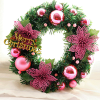 30cm noël guirlande denses aiguilles de pin joyeux noël lettres rotin décorations de couronne de porte