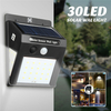 30LED Lumière solaire PIR Capteur de mouvement Applique murale Jardin de sécurité Éclairage extérieur à 3 côtés