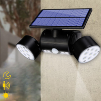 30LED Solar Power PIR Capteur de mouvement Applique murale Réglable Double tête Outdoor Spot Lampe