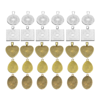 30pcs en alliage métallique carré rond ovale larme coeur plateaux pendentif bricolage fabrication de bijoux outils