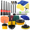 30 pièces nettoyage détaillant brosse ensemble saleté poussière propre brosse extérieur cuir évents soin propre outils p