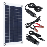 30W 12V Panneau Solaire Silicium Monocristallin Batterie Chargeur Kit Trickle Portable Pour Voiture Van Bateau Caravane