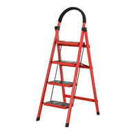 3/4 couches échelle pliante rouge stable antidérapant pour le ménage