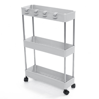 3/4 Tiers Slim Trolley Storage Holder Rack Organisateur de bureau Cuisine Salle de bain
