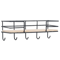 3/4/5 Crochets En Bois Étagère Murale Crochet Rack De Stockage Décoration Murale Manteau Suspendu Organisateur De Bureau