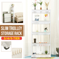 3/4/5-Tier Slim Slide Out Trolley Storage Holder Rack Organizer Kitchen Bathroom