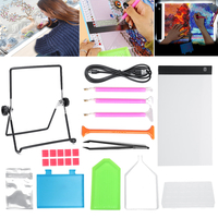 34pcs LED Lumière Pad Kit Stand Holder 5D diamant outils de peinture de broderie Kit