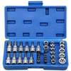 34PCS Torx Bit Socket and E-Torx Star Socket Set 1/4 3/8 1/2 Drive Chrome Vanadium Steel with Storage Case for Automotiv