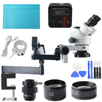 3.5X - 90X bras articulé pince de pilier Zoom Simul Microscope stéréo trinoculaire focal + caméra vidéo 48MP pour PCB in