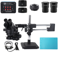 3.5X-90X Double Boom Stand Zoom Simul Focal Microscope Stéréo Trinoculaire + 12MP 4K HDMI USB Caméra Industrielle Pour T
