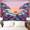 3D grande vague mer tenture murale couverture décoration de la maison grand Polyester océan vague coucher de soleil tapi
