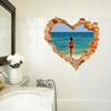 3D Heart Beach Walking Salon Chambre à coucher Animaux Plancher de fond Wall Decor Creative Stickers