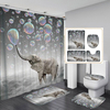 3D Impression Bulles Éléphant Étanche Salle De Bains Rideau De Douche Toilette Couverture Tapis Antidérapant Tapis De So