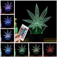 3D LED feuille dérable lampe de table télécommande tactile nuit lumière changement de couleur cadeau