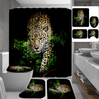 3D motif léopard rideau de douche anti-dérapant tapis de bain tapis de toilette ensemble de toilette motif tapis pour dé