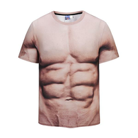 3D Muscle Imprimé T-shirt Dété Casual Hommes Musculation Élastique À Manches Courtes T-shirts