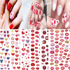 3D Nail Art Stickers Coeur Colorful Rouge Lip Nail Transfer Stickers Saint Valentin Conseils