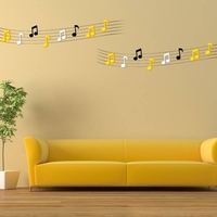 3D note de musique stickers muraux 2 pièces 7 couleurs acrylique maison chambre salon Stickers muraux décor