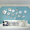 3D Plum Blossom Silver DIY Shape Miroir Stickers muraux Home Wall Bedroom Office Decor
