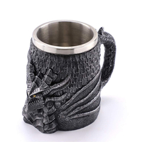 3D rétro Dragon tasse à eau grande capacité en acier inoxydable Double couche tasse à boire résine artisanat café bureau