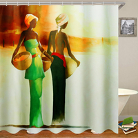3D Salle De Bains Rideau De Douche Africaine Femme Rideau De Douche Noir Fille Salle De Bains Étanche Polyester Tissu po