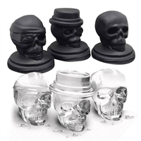 3D Skull Ice Cube Plateau Halloween Moule À Glace Cocktiail Silicone Moule À Crème Glacée Ensemble De 3