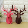 3D Tête de Wapiti Mural en Bois Pendaison Artisanat Modèle DIY Faune Sauvage pour la Décoration Maison