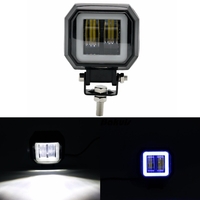 3inch 12 / 24V 6500K 20W carré LED travail bleu clair + blanc avec Angel Eyes Lights Spot antibrouillard pour moto de ba