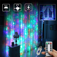 3M * 2M USB 8 Modes Télécommande 200 LED Rideau String Light avec 10 Crochets Festival Décor De Mariage De Noël Décorati