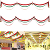 3m Décorations de Noël Vague Drapeau Rubans Cadeau Festival Plafond Décoration Bannière avec Boules et Cloches