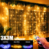 3mx1m / 3mx2m / 3mx3m LED rideau de fées guirlande lumineuse télécommande 8 modes USB suspendus mariage chambre fête déc