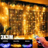 3mx1m / 3mx2m / 3mx3m LED rideau de fées guirlande lumineuse télécommande 8 modes USB suspendus mariage chambre fête déc