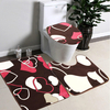 3pcs / set antidérapant Soft coeur salle de bain piédestal tapis couvercle couverture de toilette tapis de bain