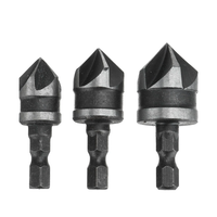 3Pcs 12mm 16mm 19mm Countersink Bore Set 1/4" Hex Shank Wood Plastic Chamfer Bit