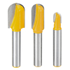 3pcs 1/4 pouce tige de noyau de boîte de noyau de routeur ensemble de coupeur de fond rond profond pour le travail du bo