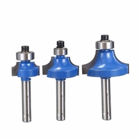3pcs 1/4 pouce tige de toupie bits coupe coupe outil de menuiserie