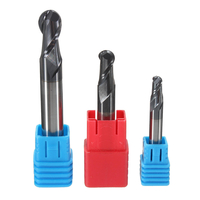 3Pcs 2 Flutes boule de nez de fin de moulin de carbure de tungstène HRC45 Diamètre de lame de broyeur 3mm / 4mm / 5mm
