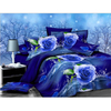 3PCS 200 x 230cm 3D Bleu Rose Imprimé Literie Taie Doreiller Couvre-Couette Literie Définit Reine Taille