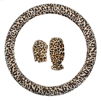 3pcs 38cm volant de voiture + frein à main et couvre-bouton de réglage ensemble en peluche chaude Soft